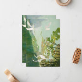 Herons in de zomer door Newell Convers Wyeth Notitiekaartje (Voorkant / Achterkant in situ)