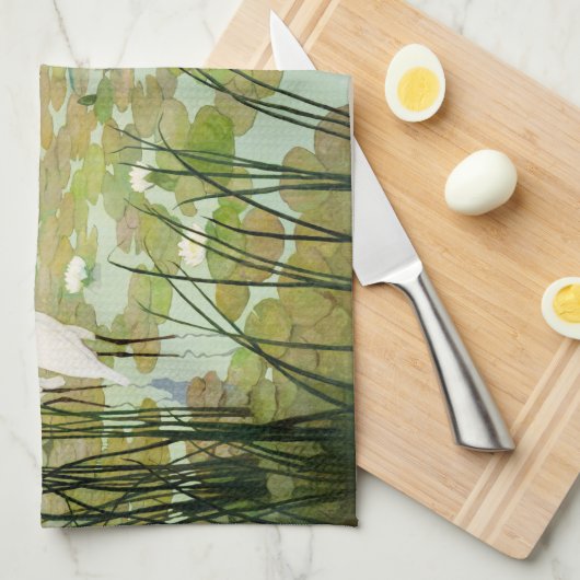 Herons in de zomer door Newell Convers Wyeth Theedoek (Quarter Fold)