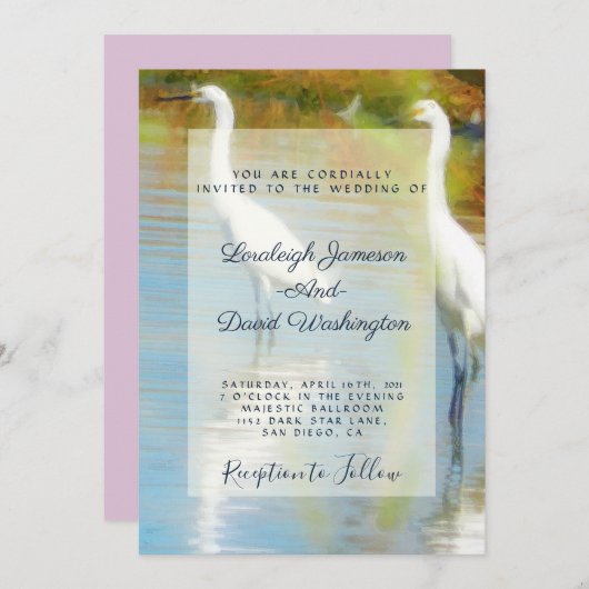 Herons trouwuitnodiging kaart (Voorkant / Achterkant)