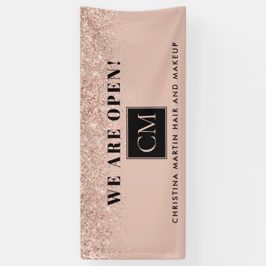 Heropenen Haar en Make-up Blush Roos Gouden Glitte Spandoek (Verticaal)