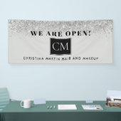 Heropenen Haar en Make-up Zilver Grijs Glitter Spandoek (Beurs)