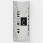 Heropenen Haar en Make-up Zilver Grijs Glitter Spandoek (Verticaal)