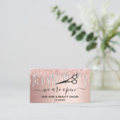 Heropening schoonheid salon roze glitter zilver visitekaartje (Staand voorkant)