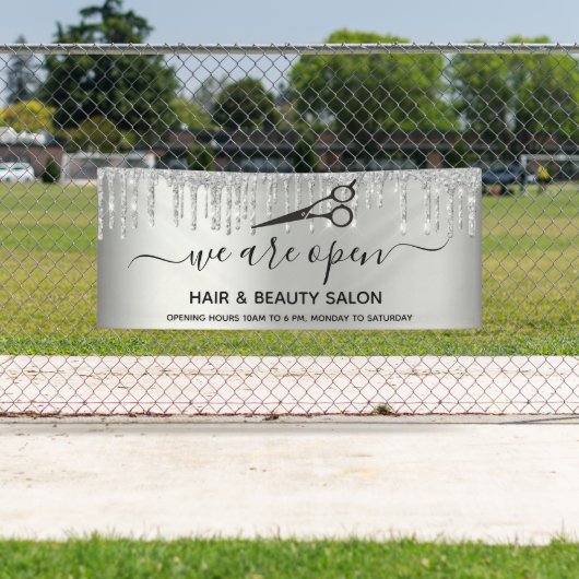 Heropening schoonheid zout glitter zilverspargel spandoek (Insitu)