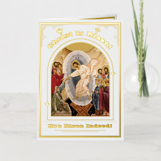 Heropleving van de anastasis bij Christus Pasen Folie Feestdagenkaart