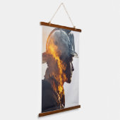 Hero's Heart: Brandweerman Flame Portret Hangend Wandkleed (Gebogen)