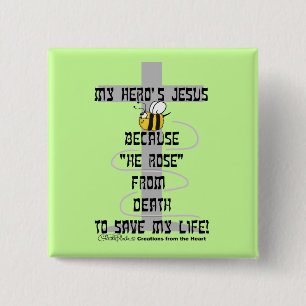 Hero's Jezus Vierkante Button 5,1 Cm