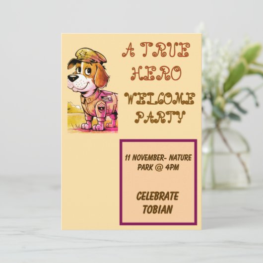 Hero's Party Flat Invitation Kaart (Staand voorkant)