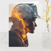 Hero's Spark: Brandweerman Bedankt & Waardering Kaart (Gele Bloem)