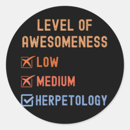 Herpetologen, Niveau van Awesomeness Herpetologie Ronde Sticker