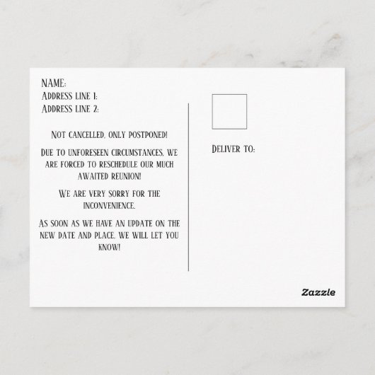 Herprogrammering van les- of schoolreünie briefkaart (Achterkant)