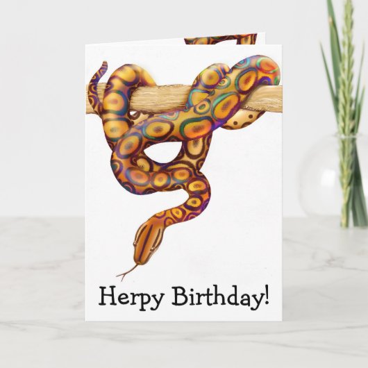 Herps Happy Birthday Rainbow Boa Snake Kaart (Voorkant)