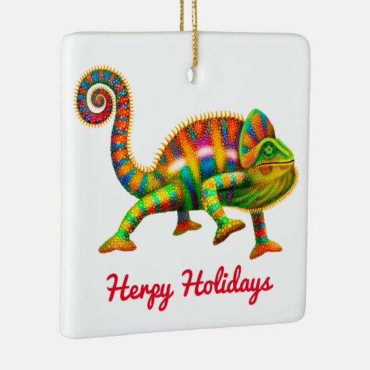 Herpy Feestdagen Chameleon Ornament (Rechts)