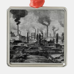 Herr Krupp's Factory in Essen, Duitsland Metalen Ornament