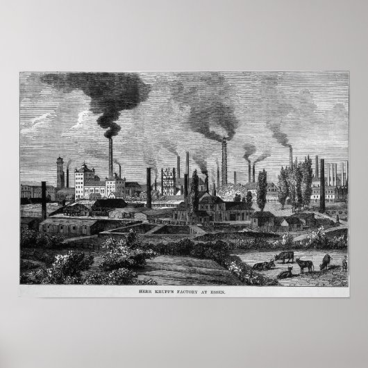 Herr Krupp's Factory in Essen, Duitsland Poster (Voorkant)