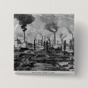 Herr Krupp's Factory in Essen, Duitsland Vierkante Button 5,1 Cm