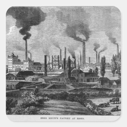 Herr Krupp's Factory in Essen, Duitsland Vierkante Sticker (Voorkant)