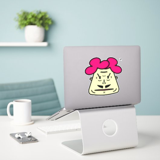 Herr Mustache cartoon face v1 Sticker (Laptop op bureau)