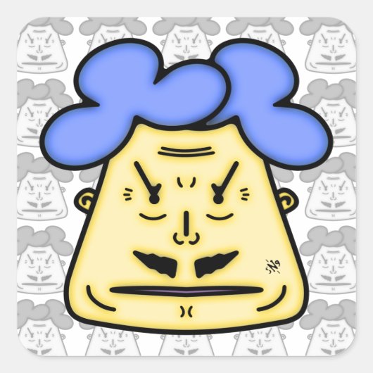 Herr Mustache cartoon face v2-1 Vierkante Sticker (Voorkant)