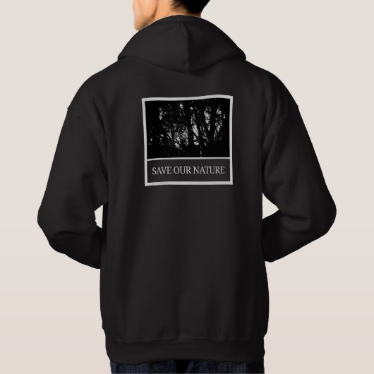 Herren Hoodie Schwarz – „Save Our Nature“ (Achterkant)