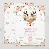 Herrendierwintergoudsneeuwvlokken Birthday Party Kaart (Voorkant / Achterkant)