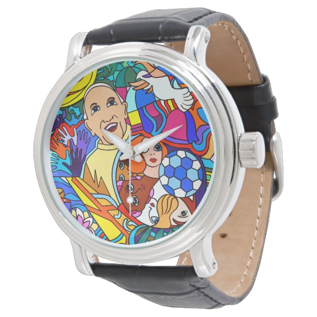 Herrenuhr mit Lederarmband schwarz Horloge (Gekanteld)