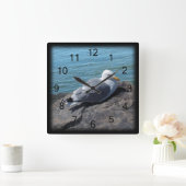 Herring Gull op Rock Jetty Vierkante Klok (Huis)