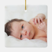 Herringbone Band 1st kerstversiering - blauw Keramisch Ornament (Achterkant)