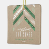 Herringbone Band 1st kerstversiering - groen Keramisch Ornament (Links)