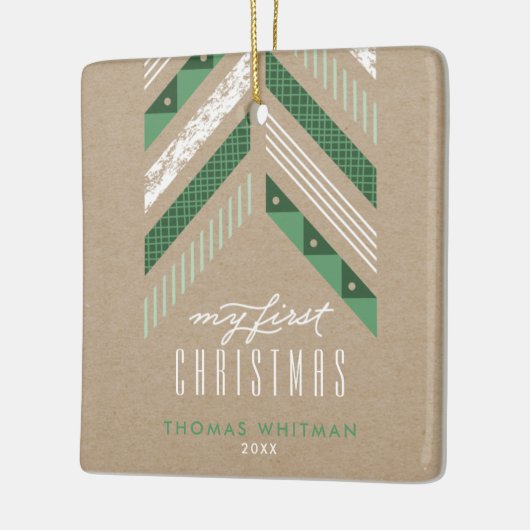 Herringbone Band 1st kerstversiering - groen Keramisch Ornament (Links)