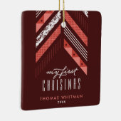 Herringbone Band 1st kerstversiering - Rood Keramisch Ornament (Rechts)