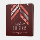 Herringbone Band 1st kerstversiering - Rood Keramisch Ornament (Links)