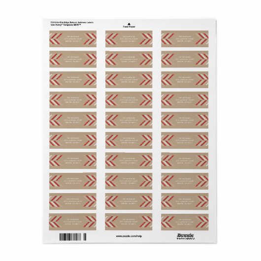 Herringbone Band Address Label - Crimson (Full Sheet)