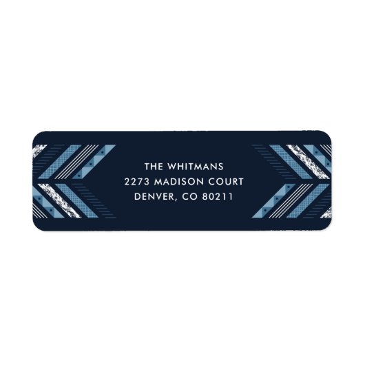 Herringbone Band Address Label - Denim (Voorkant)