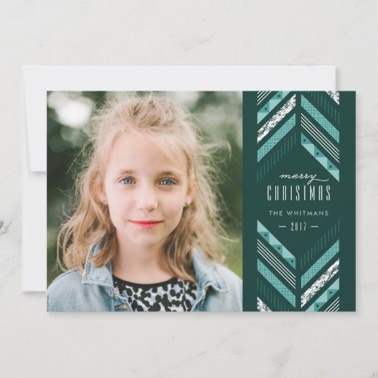 Herringbone Band Holiday Kaart - Blauwgroen (Voorkant)