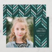 Herringbone Band Holiday Kaart - Blauwgroen (Voorkant / Achterkant)