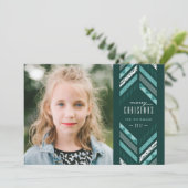 Herringbone Band Holiday Kaart - Blauwgroen (Staand voorkant)