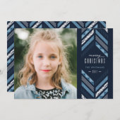 Herringbone Band Holiday Kaart - Denim (Voorkant / Achterkant)