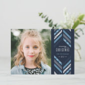 Herringbone Band Holiday Kaart - Denim (Staand voorkant)