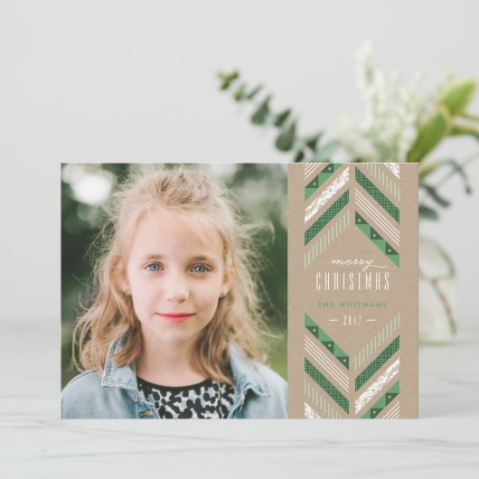 Herringbone Band Holiday Kaart - Omslag (Staand voorkant)