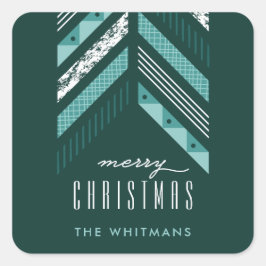 Herringbone Band Holiday Sticker - Blauwgroen