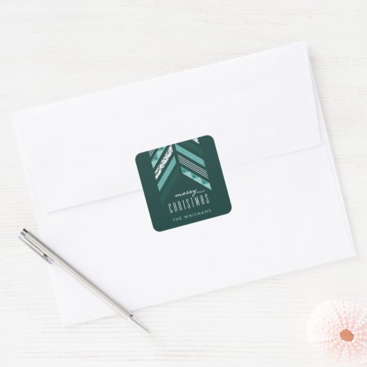 Herringbone Band Holiday Sticker - Blauwgroen (Envelop)
