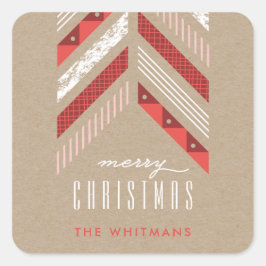Herringbone Band Holiday Sticker - Crimson