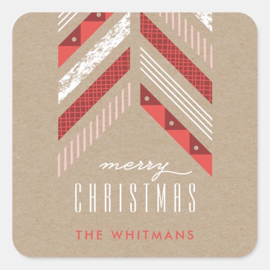 Herringbone Band Holiday Sticker - Crimson (Voorkant)