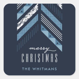 Herringbone Band Holiday Sticker - Denim