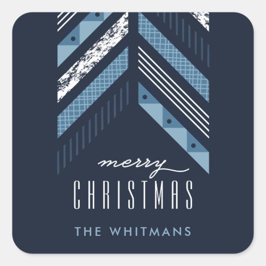 Herringbone Band Holiday Sticker - Denim (Voorkant)