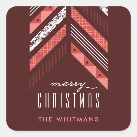 Herringbone Band Holiday Sticker - Maraschino (Voorkant)