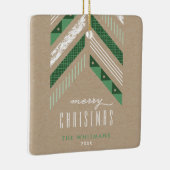 Herringbone Band kerstversiering - groen Keramisch Ornament (Rechts)