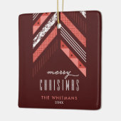 Herringbone Band Kerstversiering - Rood Keramisch Ornament (Links)