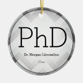 Herringbone Black Gray PhD Afstuderen Naam jaar Keramisch Ornament (Voorkant)
